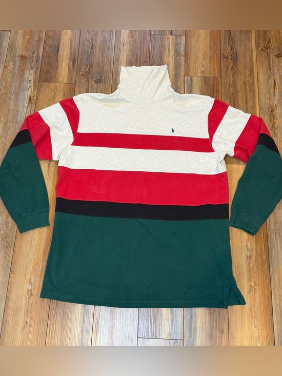 Polo Ralph Lauren Other - Vintage Polo Ralph Lauren Cream, Red, Black & Green Gucci Striped Turtleneck XXL